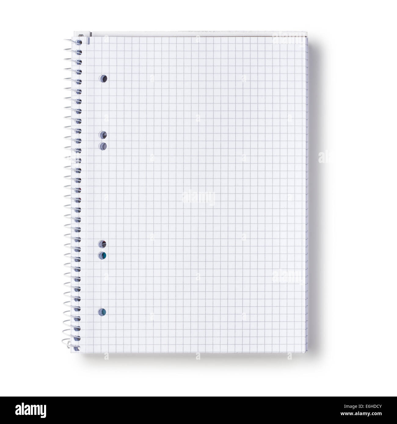 Paper spiral squared notebook isolated on white background.  Clipping path. Stock Photo