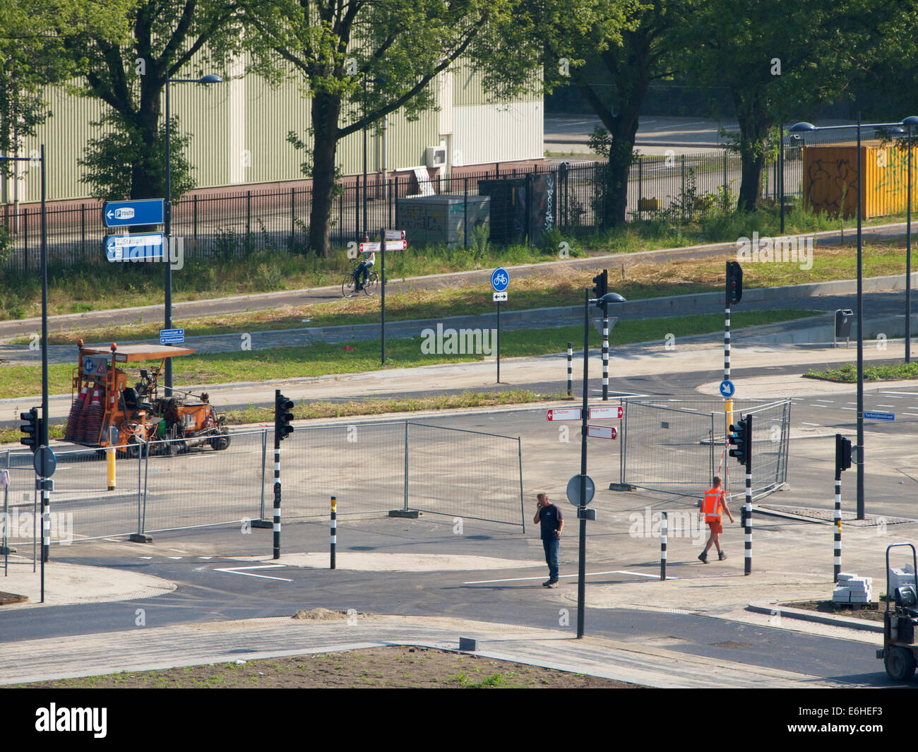 new road crossing being constructed at the Viabreda public transport hub in Breda, the Netherlands Stock Photo