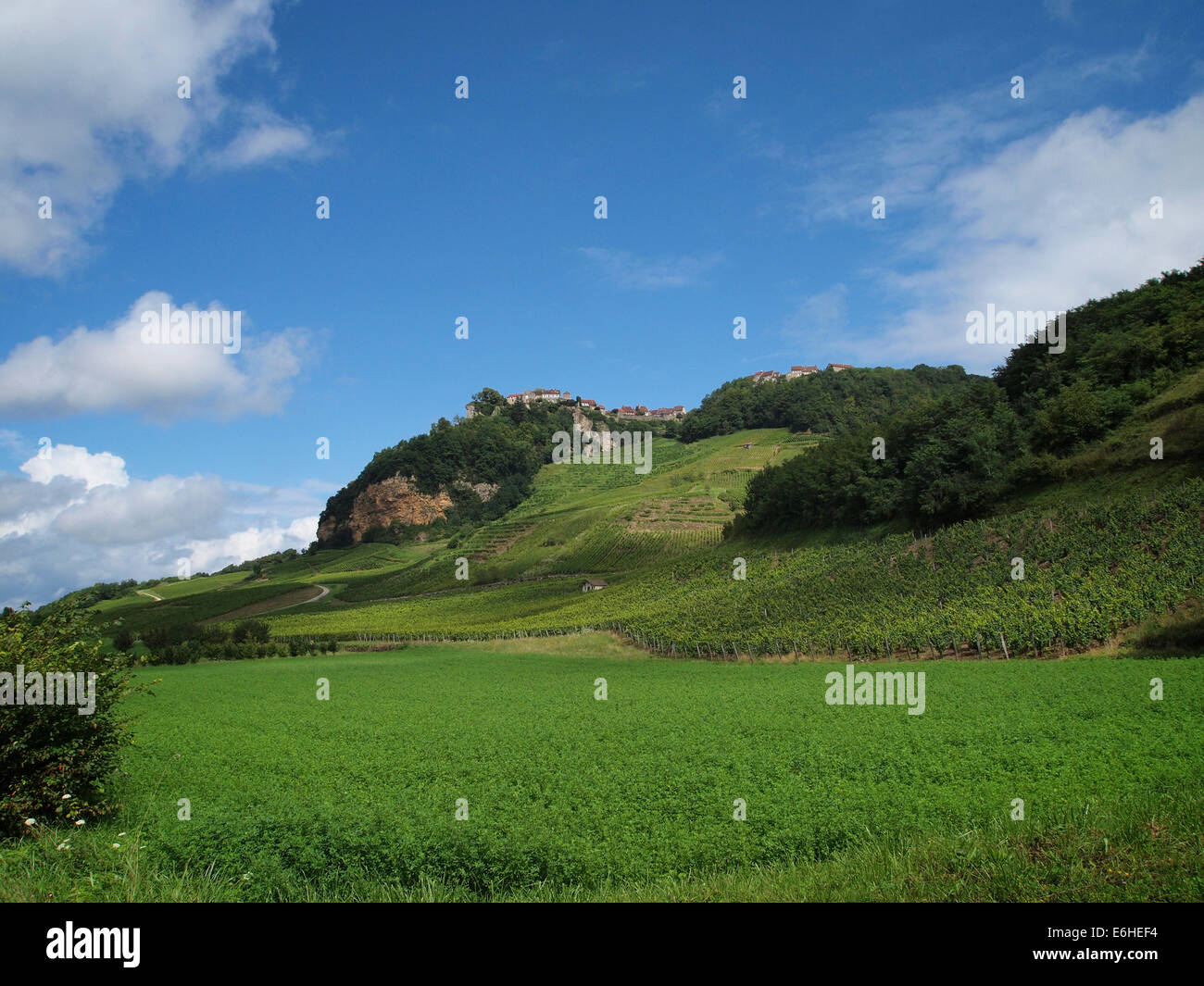 Typical Jura region landscape near Chateau-Chalon in France Stock Photo