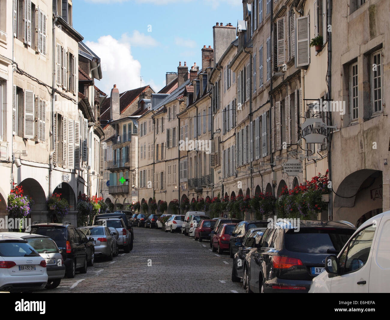 Typical street in Lons le Saunier, Jura region, France Stock Photo