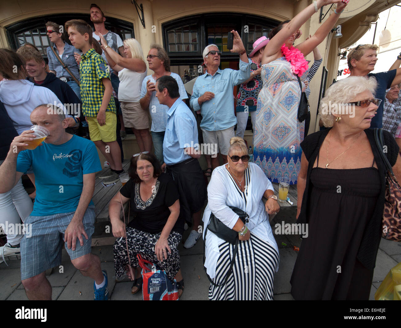 People out on the London Road in Brighton on the day of Pride 2014 Stock Photo