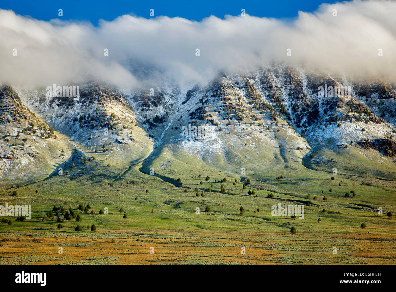 Steens Mountain and fresh snowfall. Oregon Stock Photo