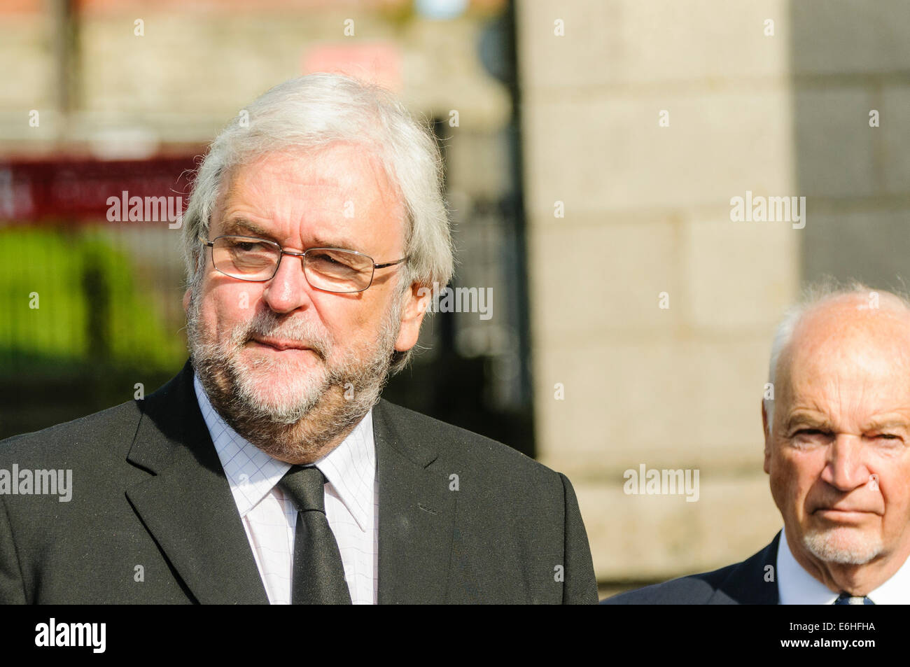 Londonderry, Northern Ireland. 24 August 2014 - Ivan Little, journalist, attends the funeral of Northern Ireland broadcaster Gerry Anderson Credit:  Stephen Barnes/Alamy Live News Stock Photo