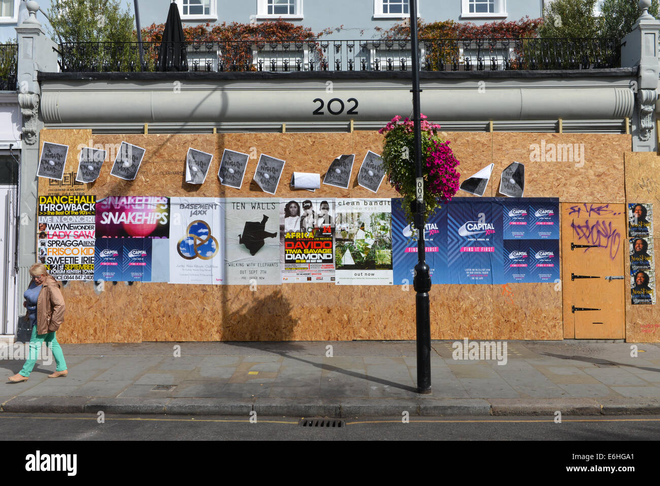 Westbourne Grove, Notting Hill, London, UK. 24th August 2014. Most commercial and private properties are boarded up along the route of the Notting Hill carnival against the potential for damage. Credit:  Matthew Chattle/Alamy Live News Stock Photo