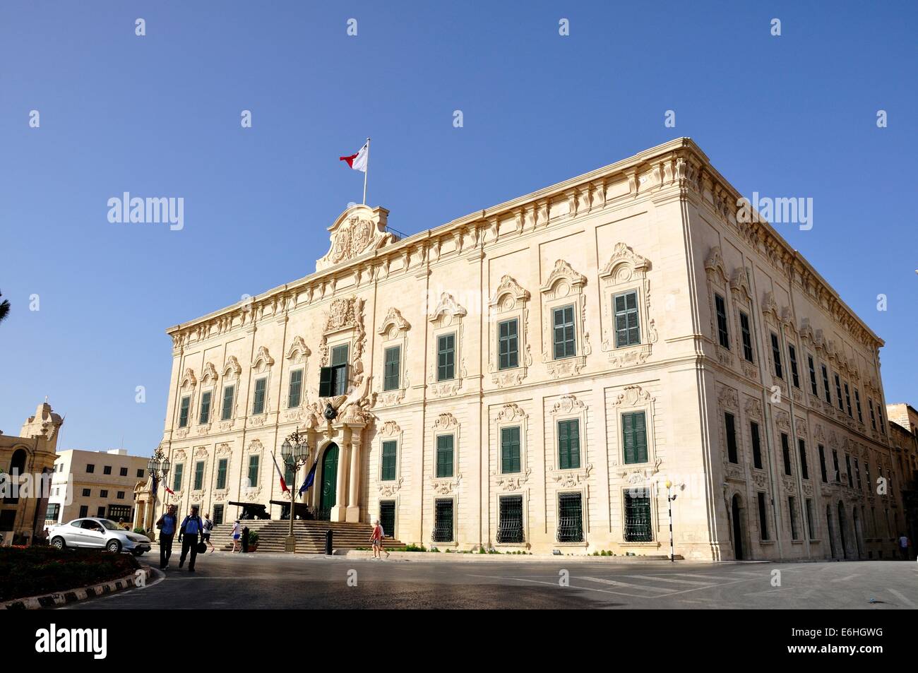 Auberge de Castille,Valletta,Malta, office of Prime Minister of Malta which HRH Dukeof Cambridge will visit in Sept 2014 Stock Photo