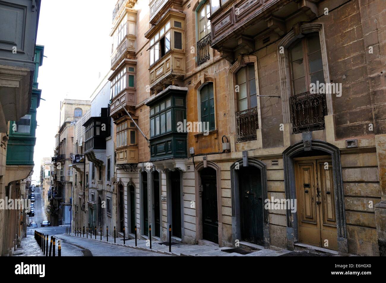 a row of majestic old buildings in the centre of Valletta, Malta, a