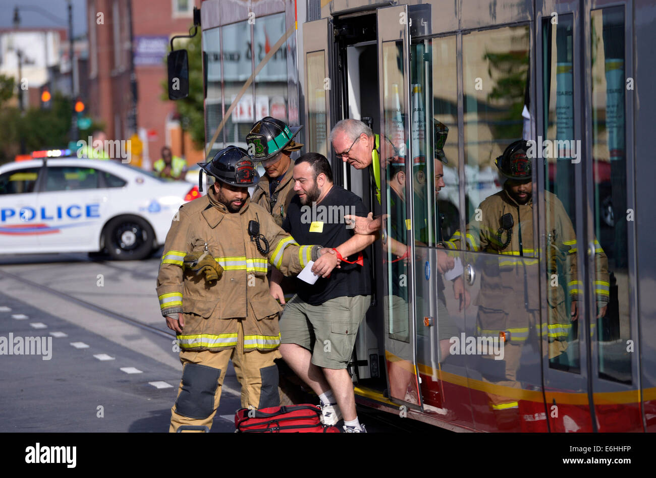 Washington, USA. 24th Aug, 2014. Members of D.C. Fire Department (DCFD