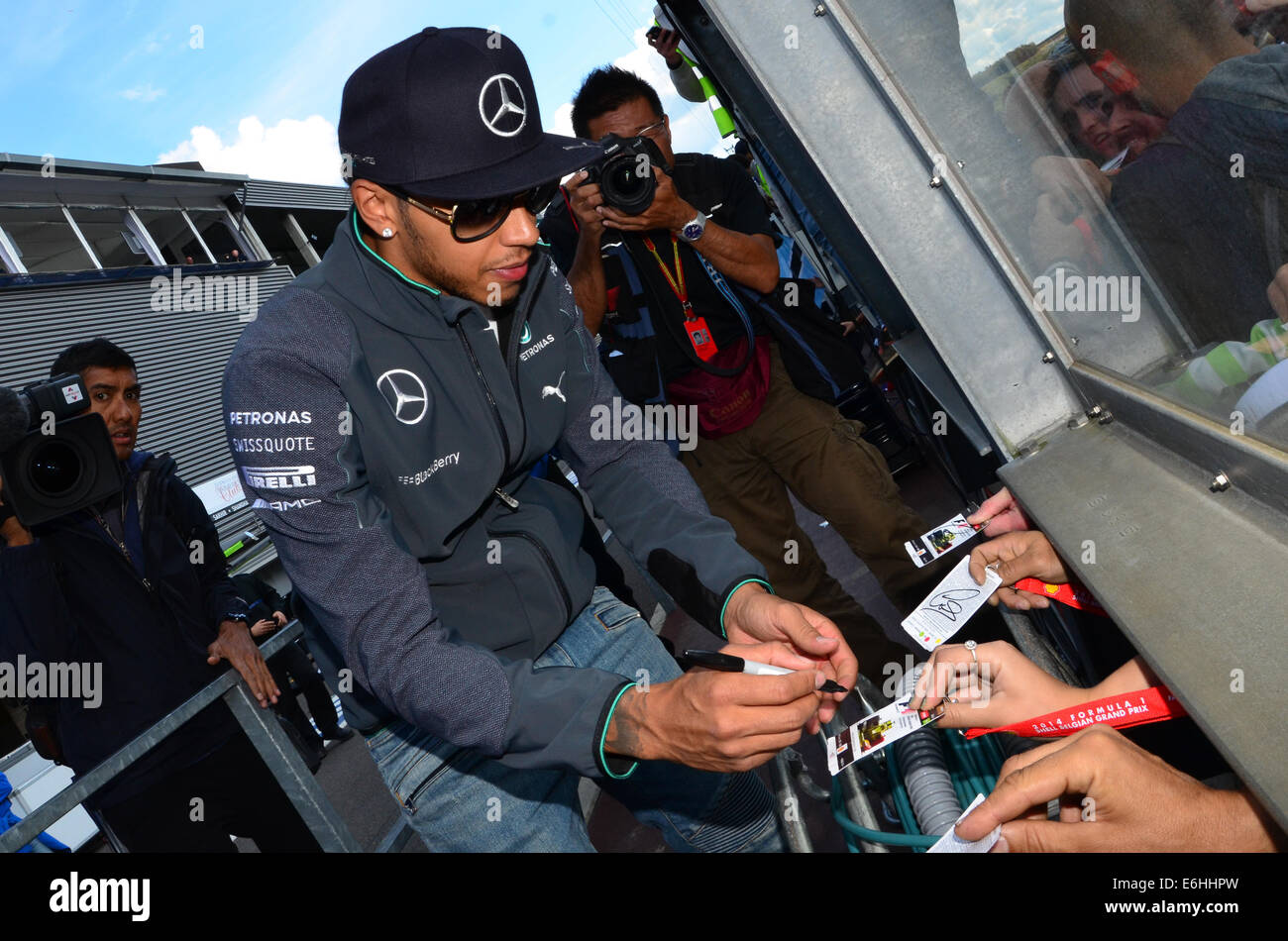 Lewis Hamilton (GBR), Mercedes AMG F1 team driver, signs autographs for