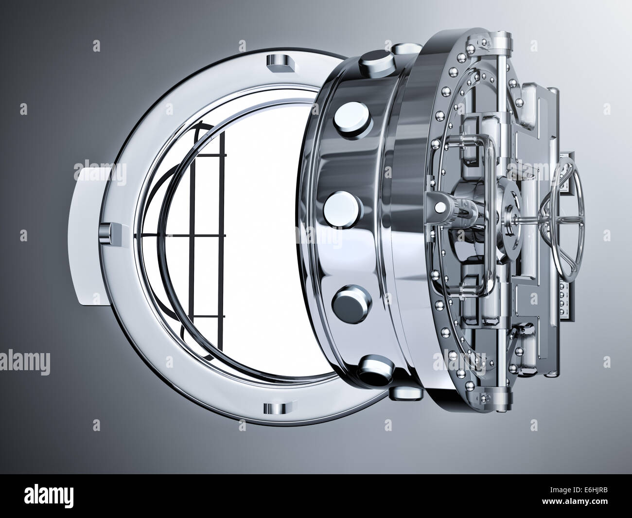 Open Bank Vault Door - 3d render Stock Photo