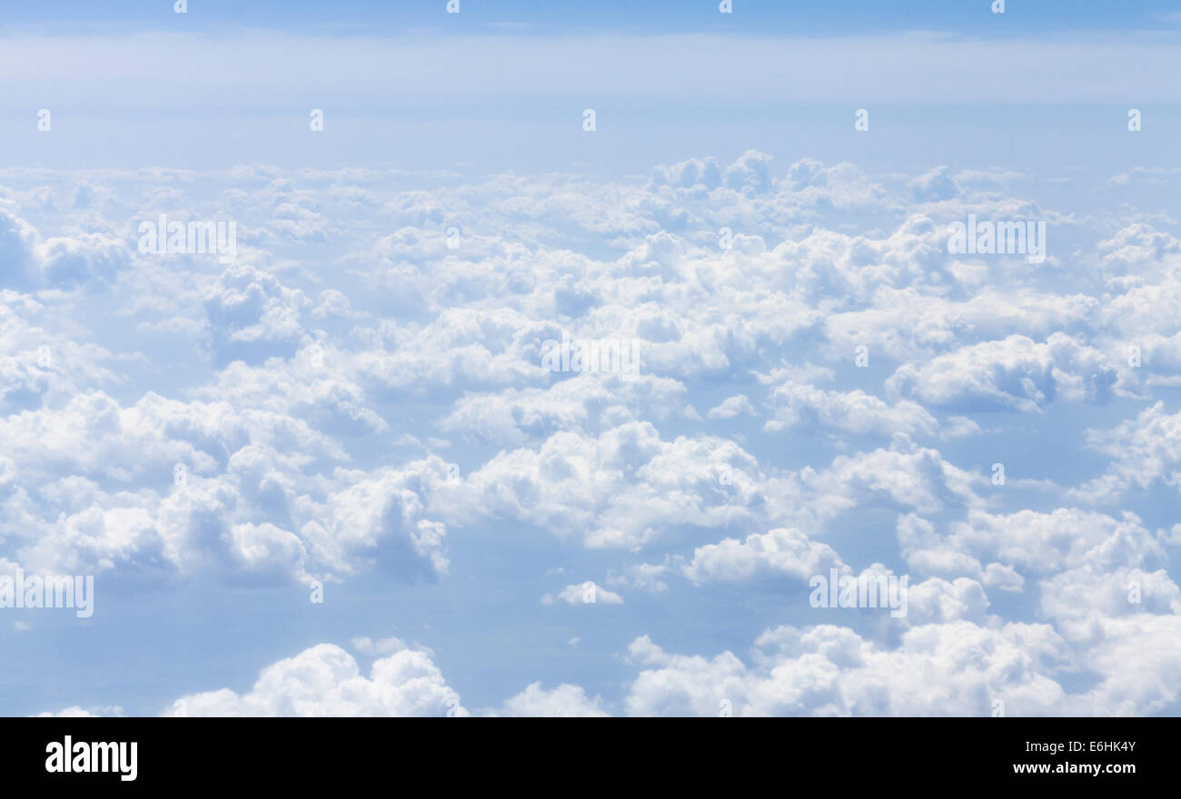 Blue sky with clouds background. View from airplane Stock Photo - Alamy