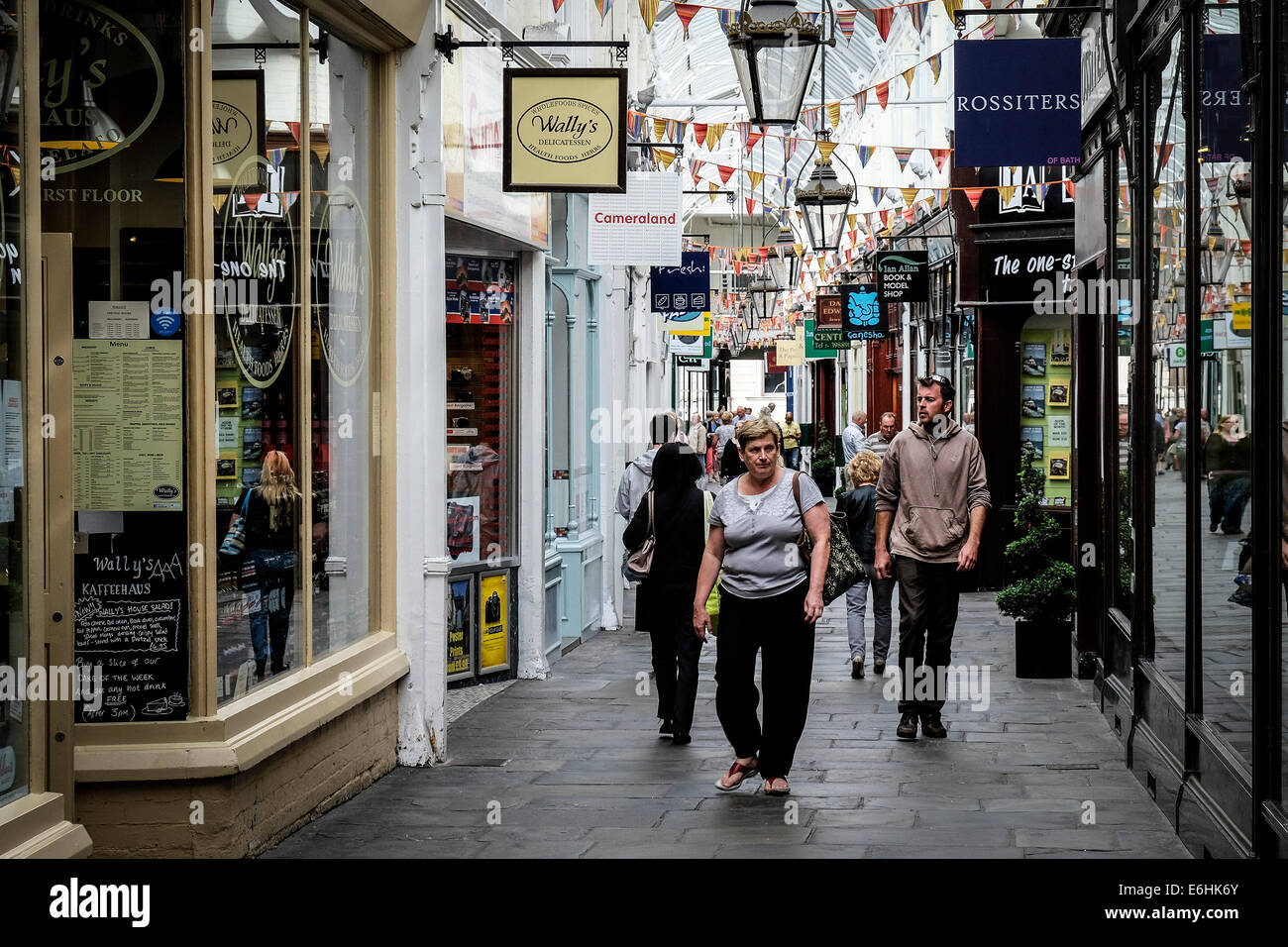 Shoppers in Royal Arcade in Cardiff Stock Photo