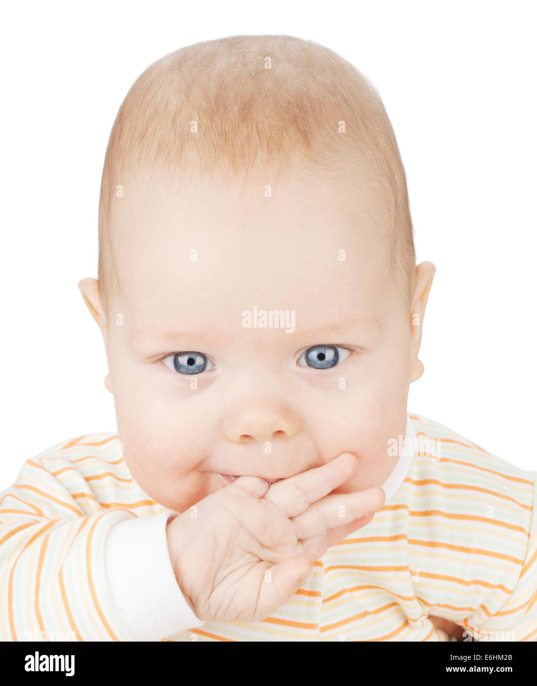 Closeup portrait of cute baby on white Stock Photo - Alamy