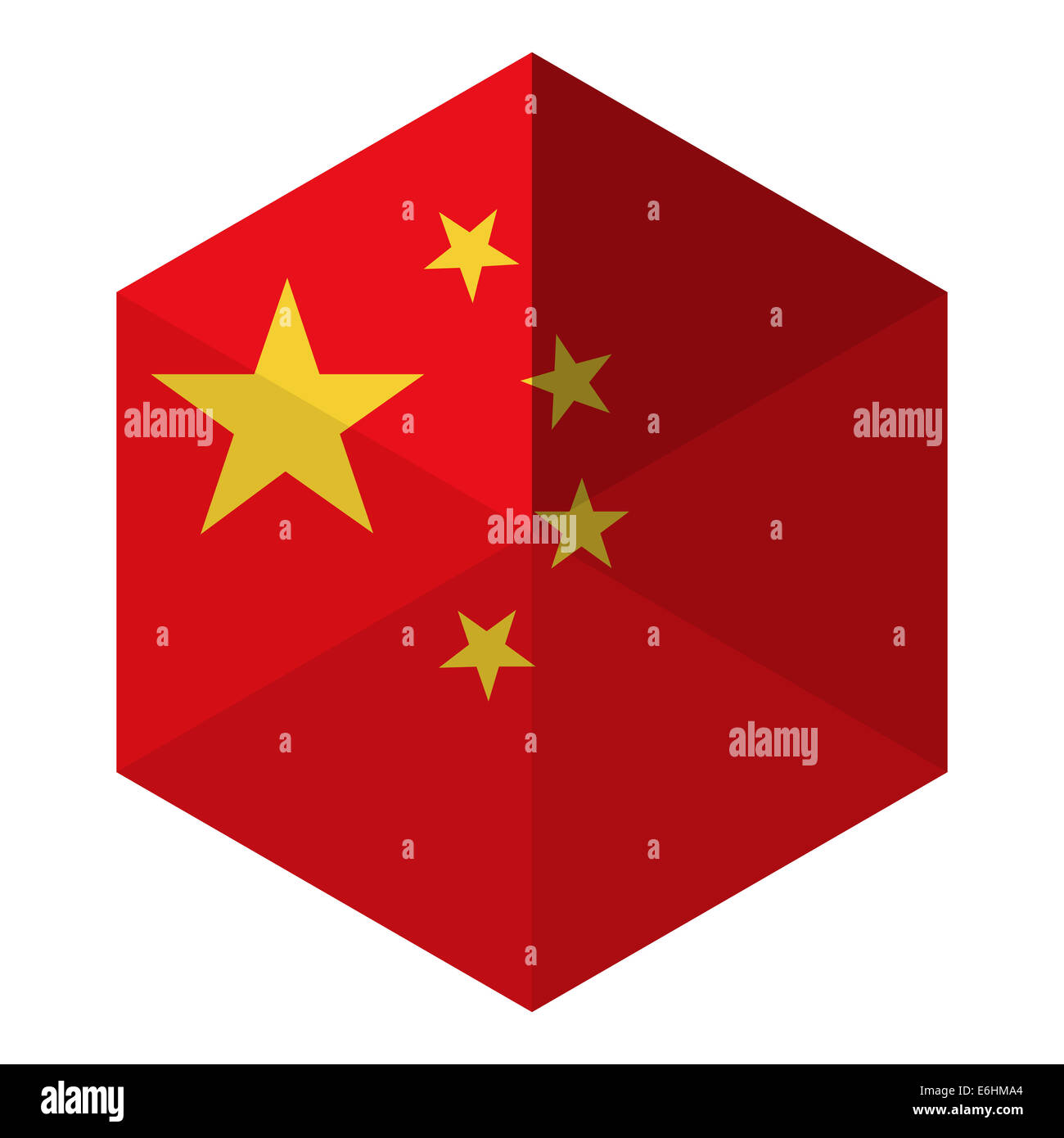 China Flag Hexagon Flat Icon Button Stock Photo