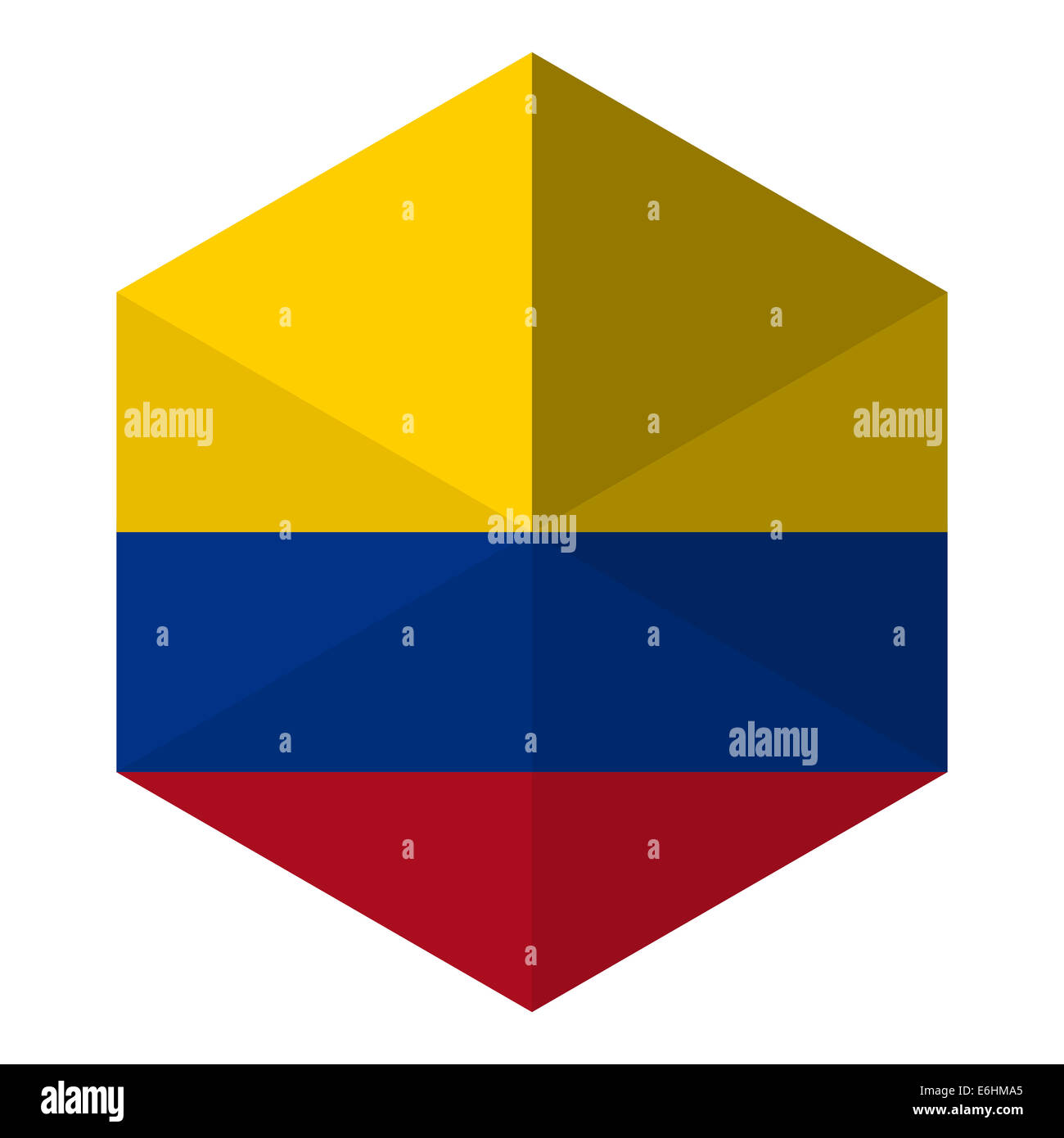 Colombia Flag Hexagon Flat Icon Button Stock Photo