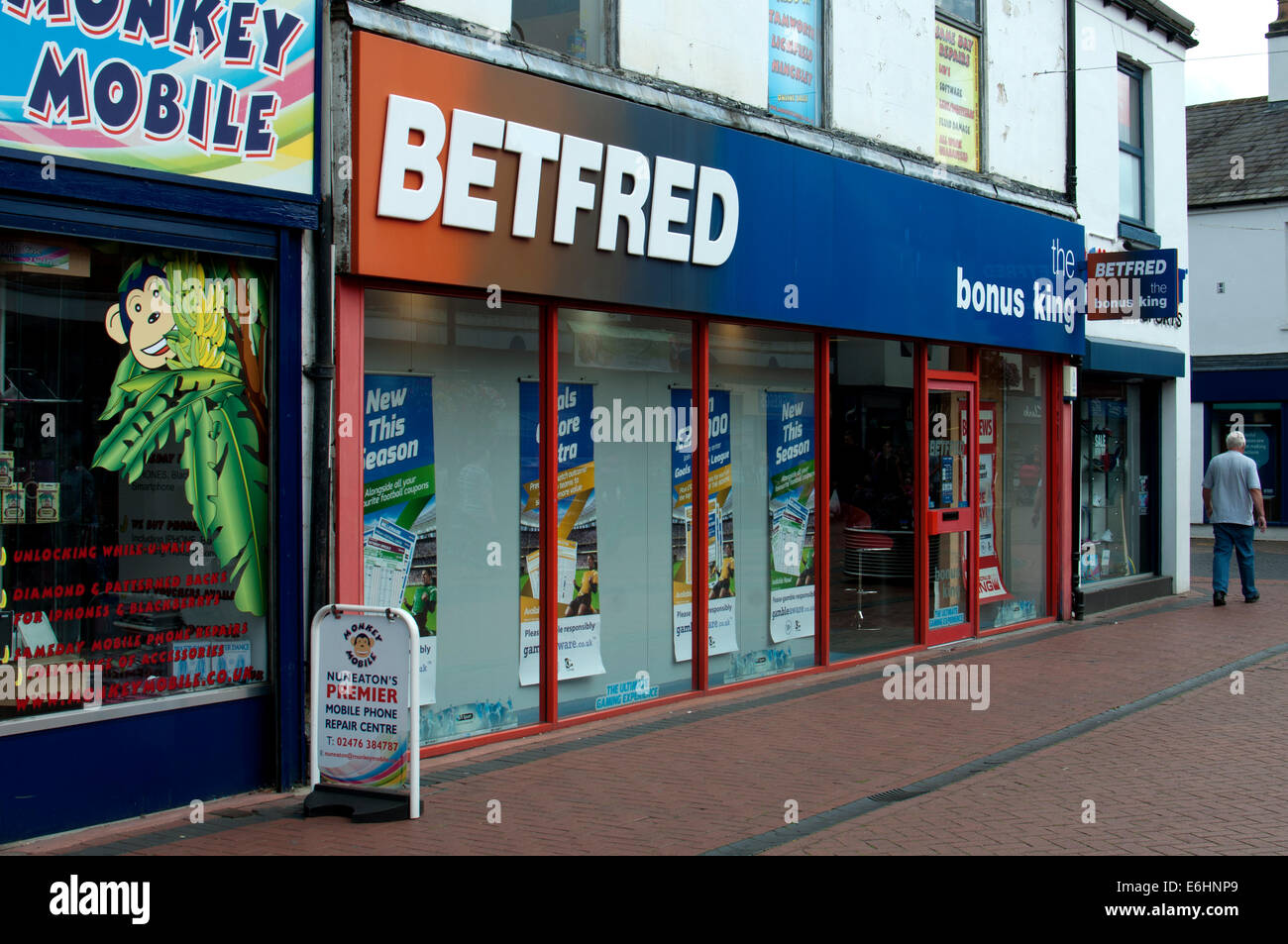 Betfred betting shop, Nuneaton, Warwickshire, England, UK Stock Photo
