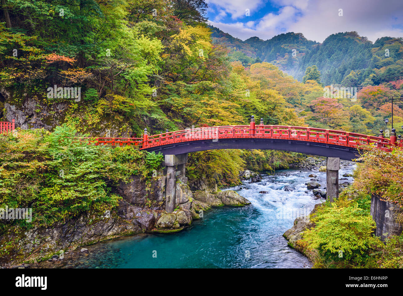 Shinkyo Bridge in Nikko, Japan. Stock Photo