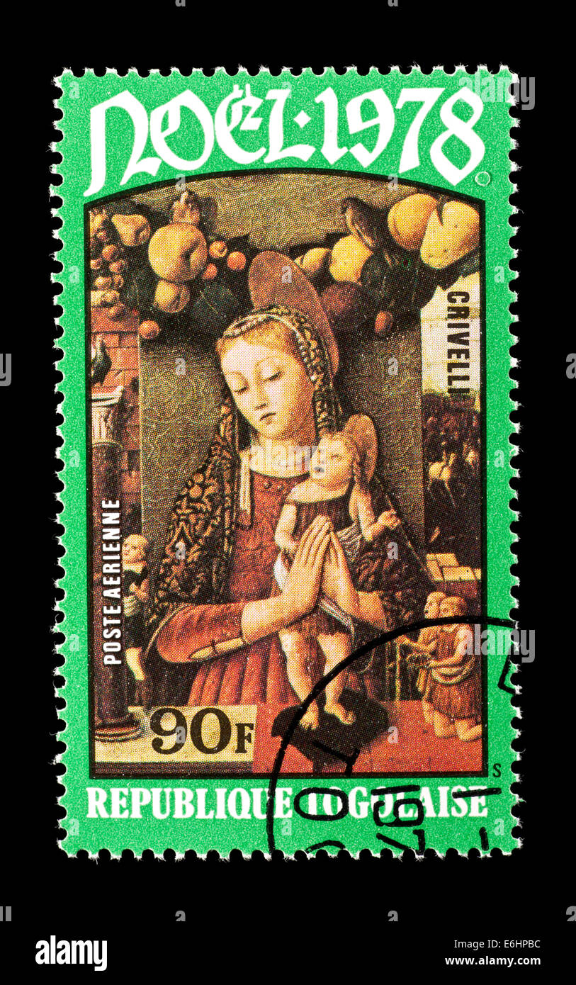 Postage stamp from Togo depicting the Carlo Crivelli painting of the Virgin and child. Stock Photo