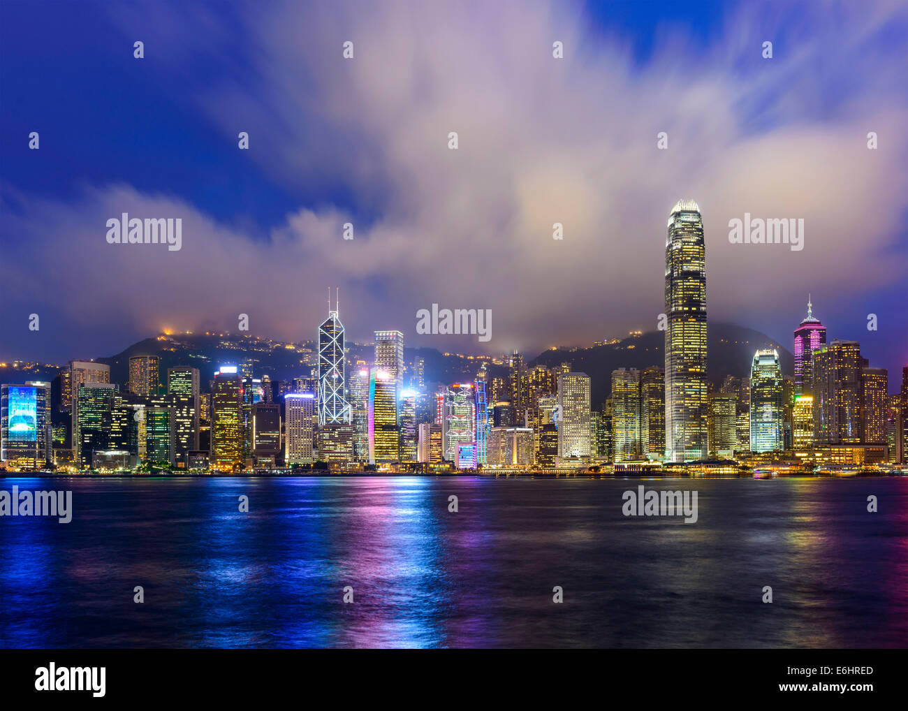 Hong Kong, China city skyline from Victoria Harbor. Stock Photo