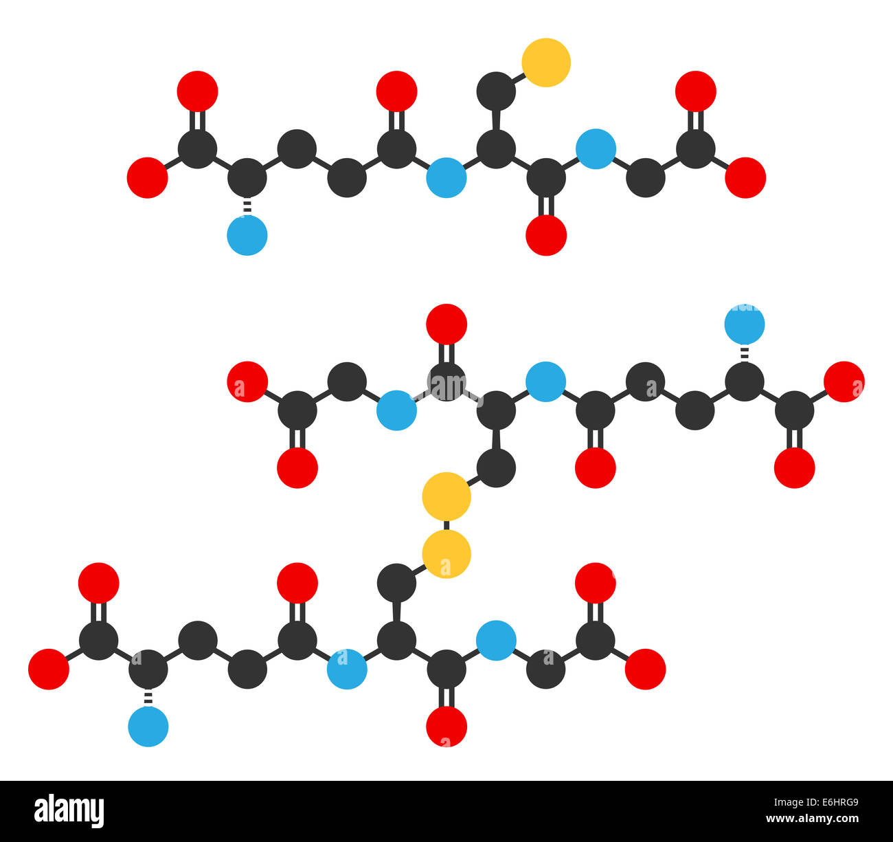 Glutathione antioxidant peptide, skeletal formula. Shown in the reduced