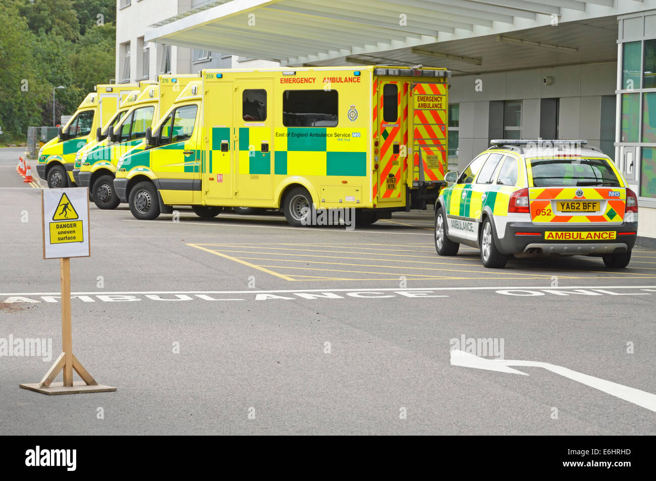 Ambulance Healthcare parking outside modern NHS building at Broomfield ...