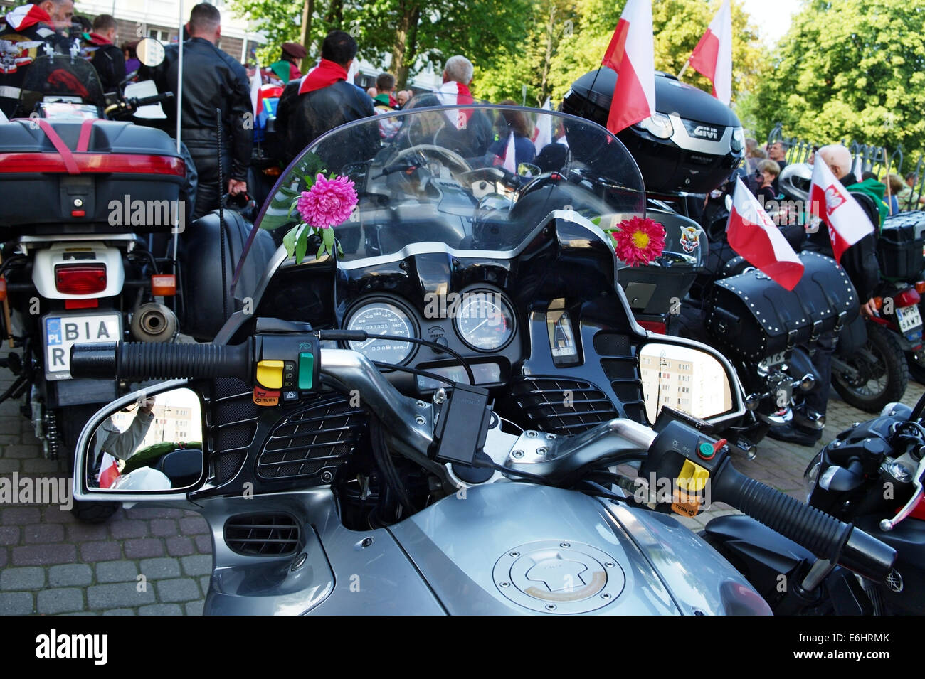 Motorcycles on the 14th International Motorcycle Katyn Rally. Warsaw, Poland. Stock Photo