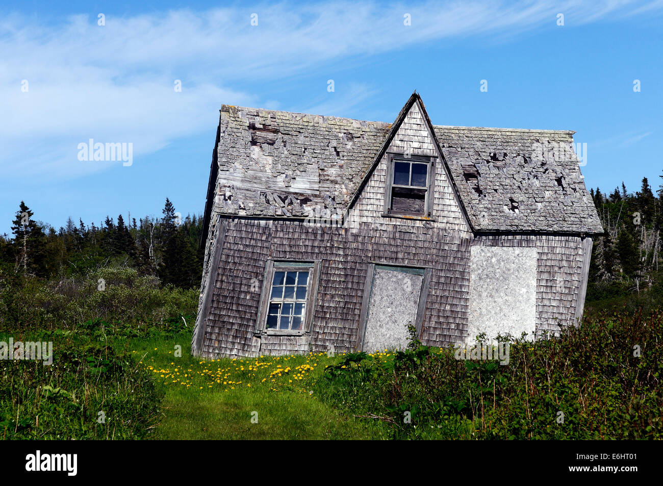 An abandoned house on Bonaventure Island, Gaspesie, Quebec Stock Photo