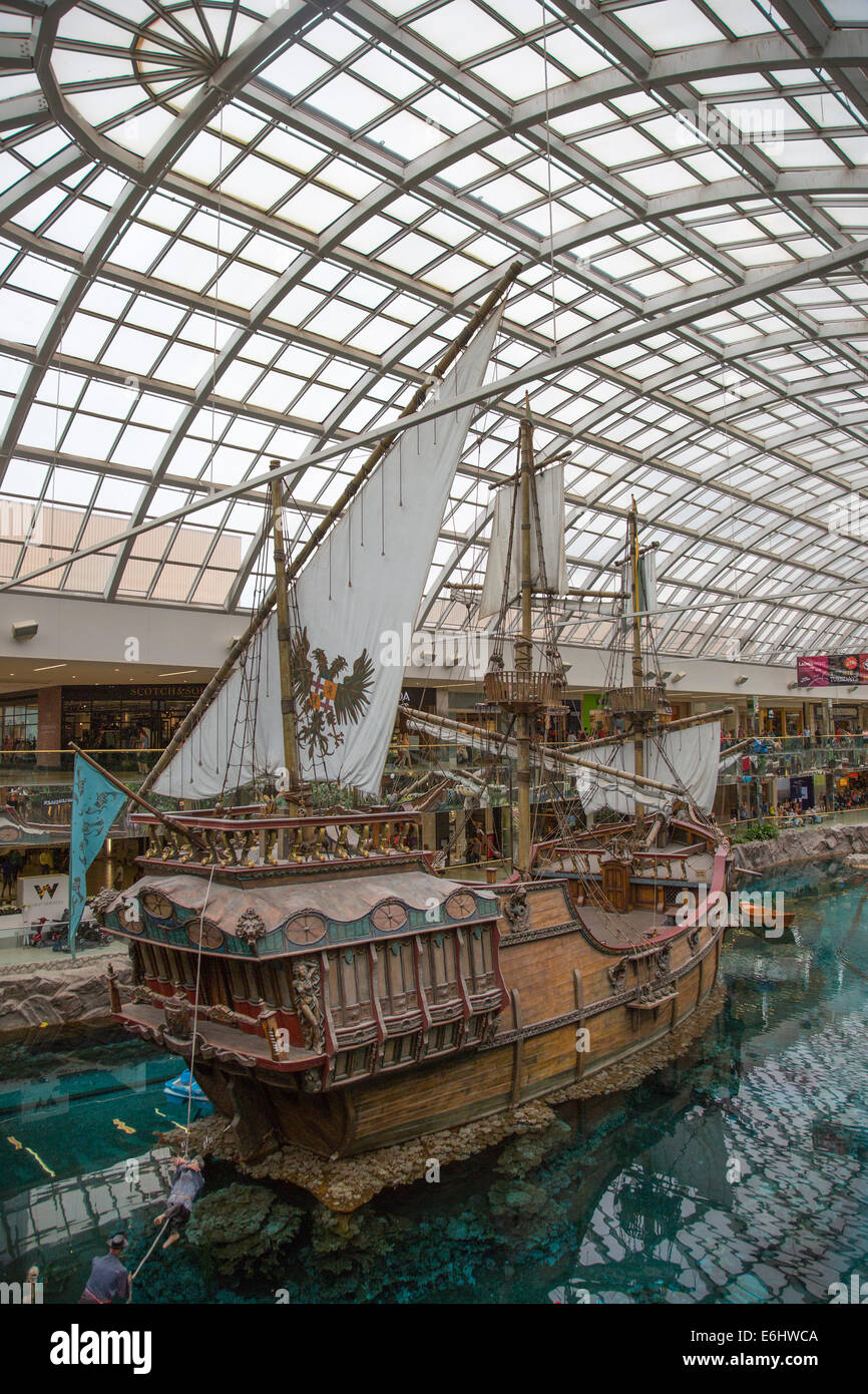 Replica of the Santa Maria, the flagship of Christopher Columbus for his first voyage across the Atlantic Ocean in 1492, in West Edmonton Mall Stock Photo
