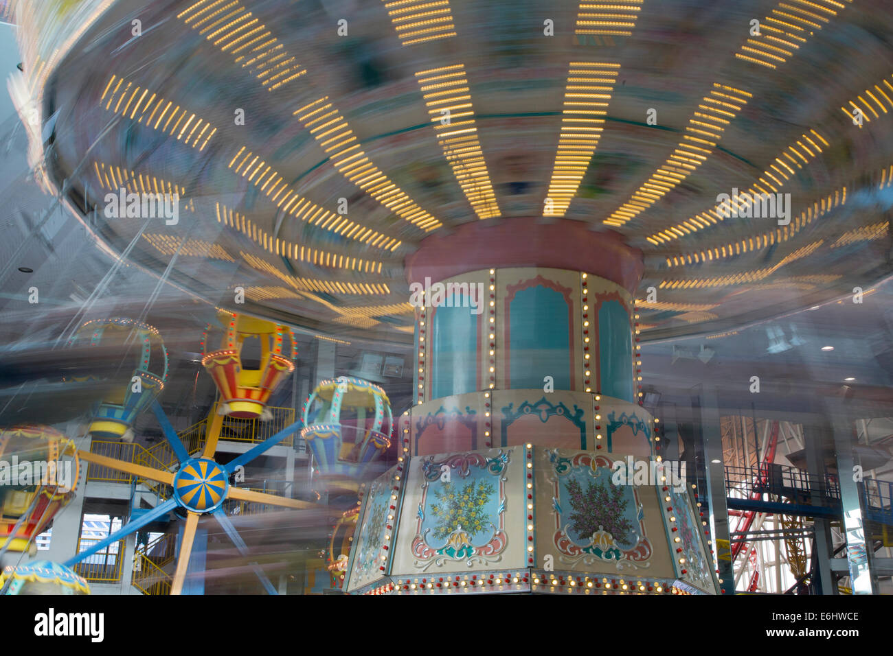 Carousel at Galaxyland, one of the world's largest indoor amusement parks, in West Edmonton mall Stock Photo