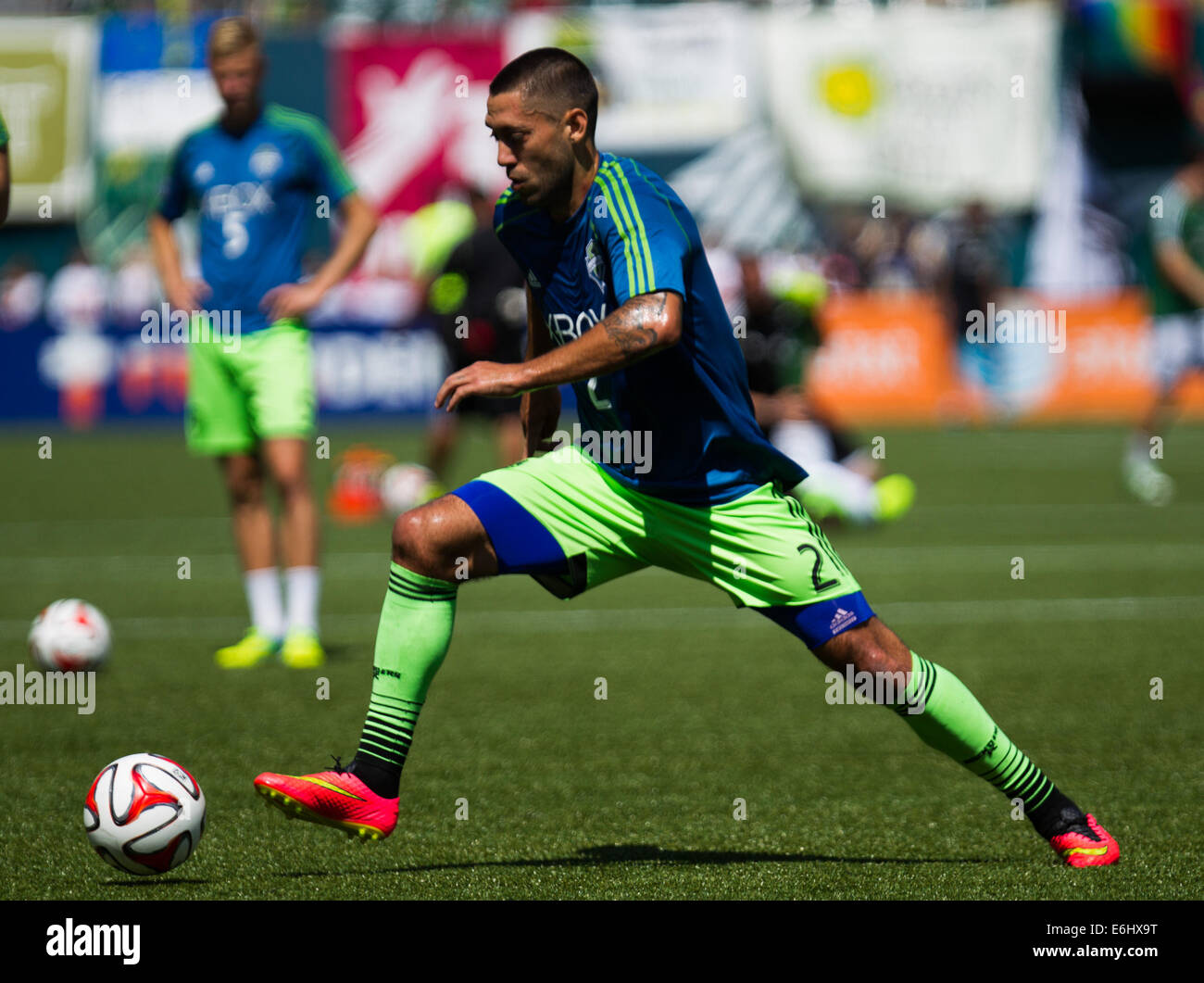 Aug. 24, 2014 - CLINT DEMPSEY (2) warms up before the game. The Portland Timbers FC play the Seattle Sounders FC at Providence Park on August 24, 2014. © David Blair/ZUMA Wire/Alamy Live News Stock Photo