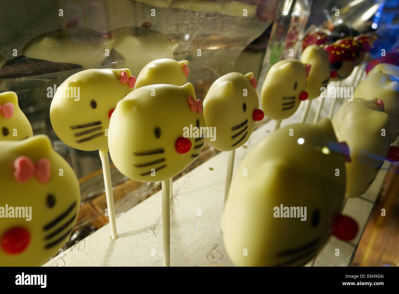Hello Kitty fudge lollies Stock Photo