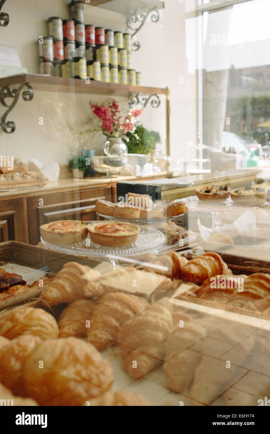 Croissants and other French pastries at a bakery in Los Angeles Stock