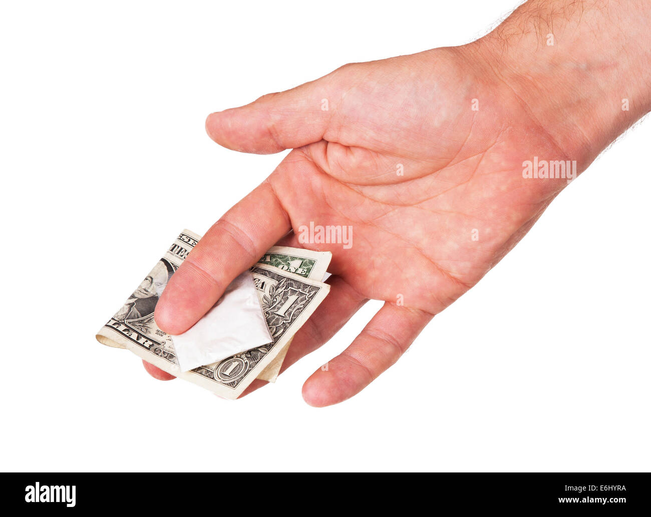 Giving drugs in a plastic bag, isolated on white Stock Photo Alamy