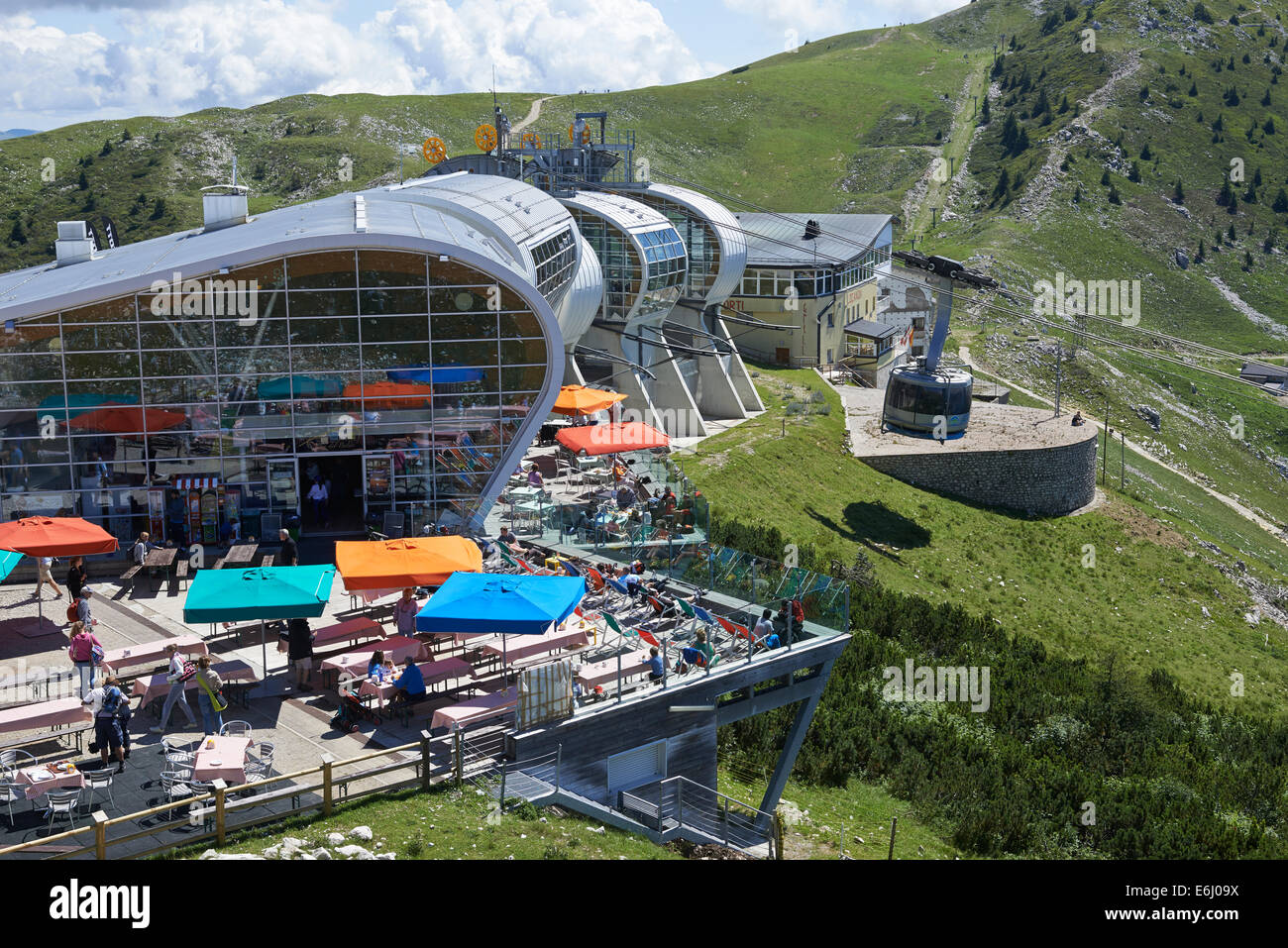 Cable car cableway station on Mt. Monte Baldo, Lago di Garda