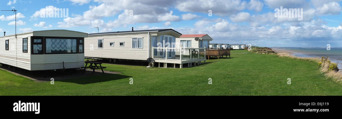 Large site residential and holiday caravan homes at seaside location. Stock Photo