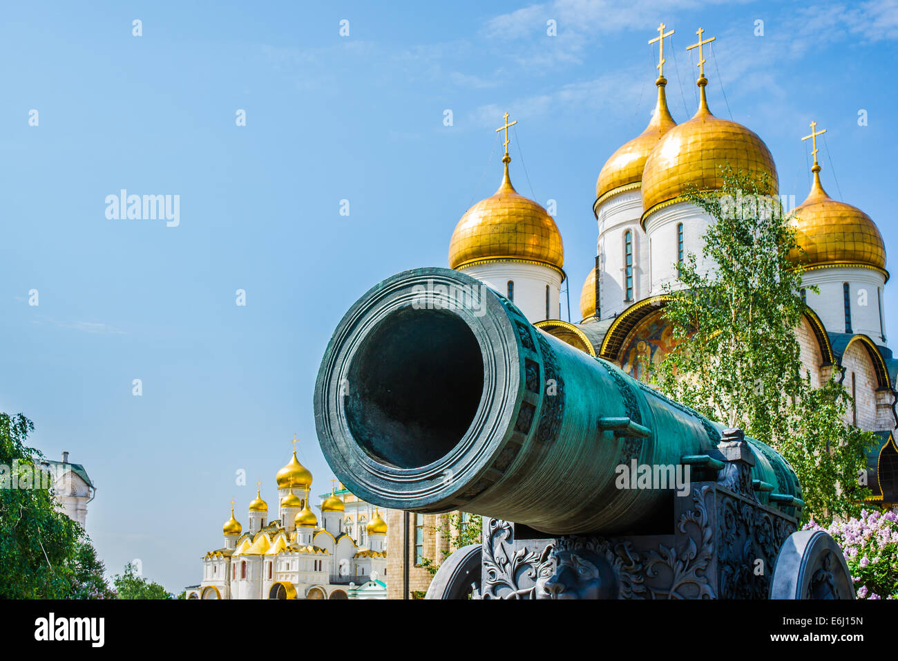 Moscow Kremlin Tour - 24. Tsar cannon. The cannon was cast in 1586 by the Russian gun maker Andrey Chokhov Stock Photo