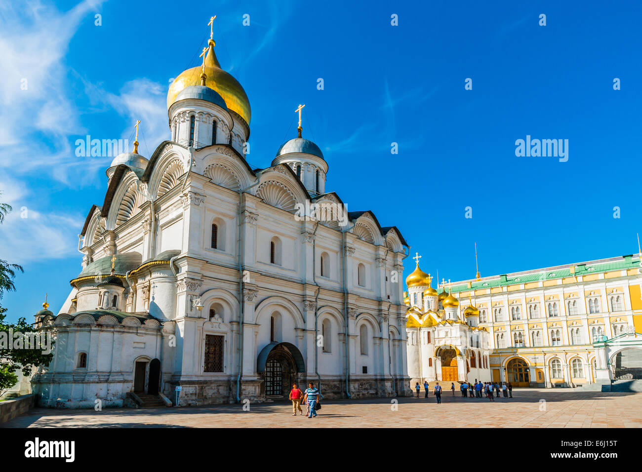 Moscow Kremlin Tour - 27. Cathedral square, Archangel cathedral (left) Stock Photo