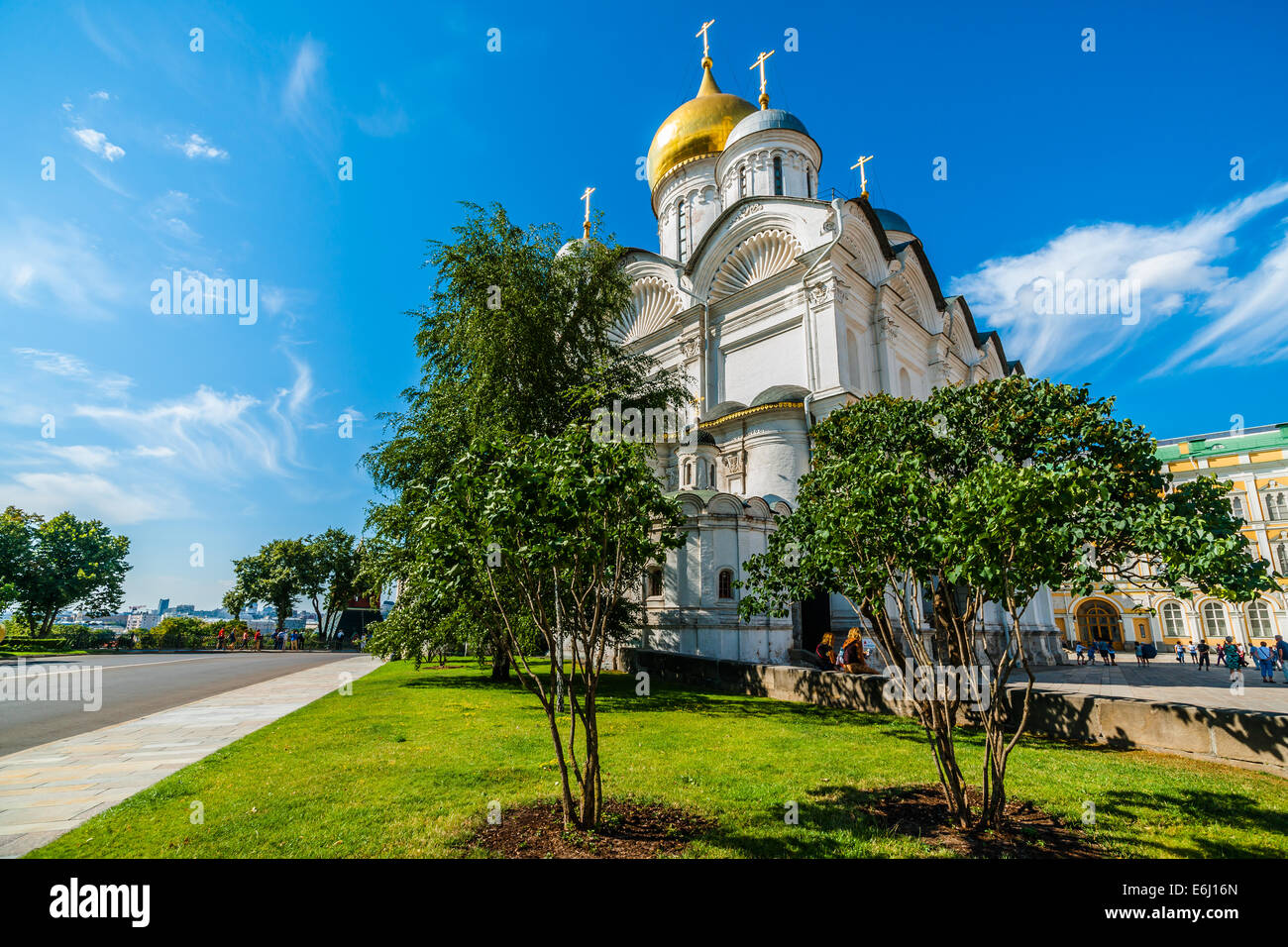 Moscow Kremlin Tour - 51. Archangel cathedral on top of Borovitsky hill Stock Photo