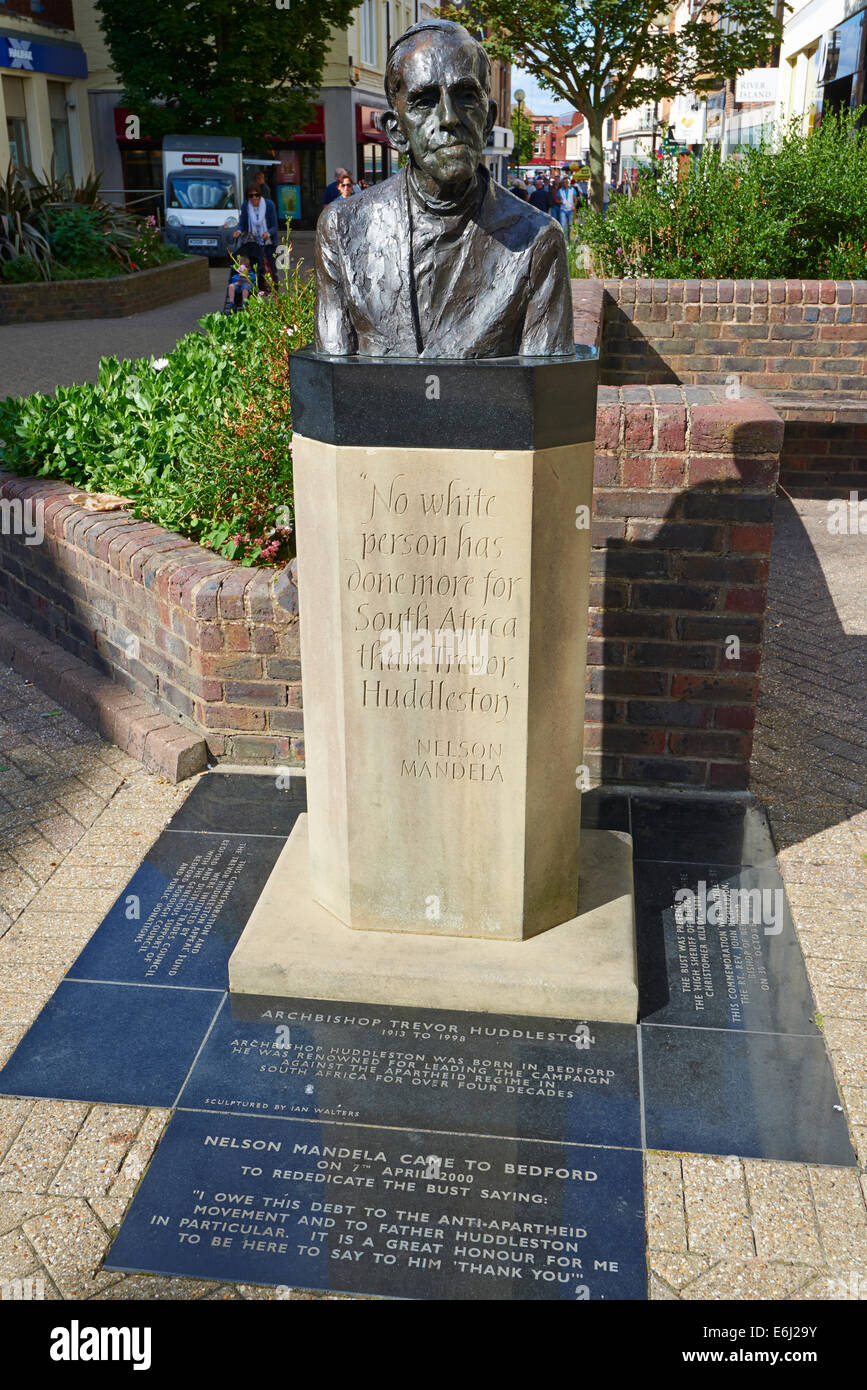 Bust Of Archbishop Trevor Huddleston By Ian Walters Silver Street Bedford Bedfordshire UK Stock Photo