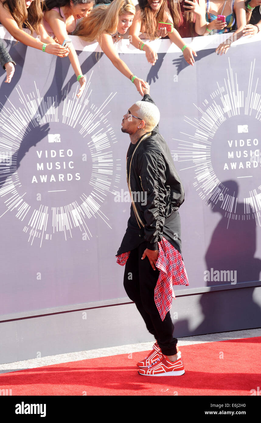 Inglewood, California, USA. 24th Aug, 2014. Chris Brown arrives for the 2014 Mtv Vidoe Music Awards at the Forum. Credit:  Lisa O'Connor/ZUMA Wire/Alamy Live News Stock Photo