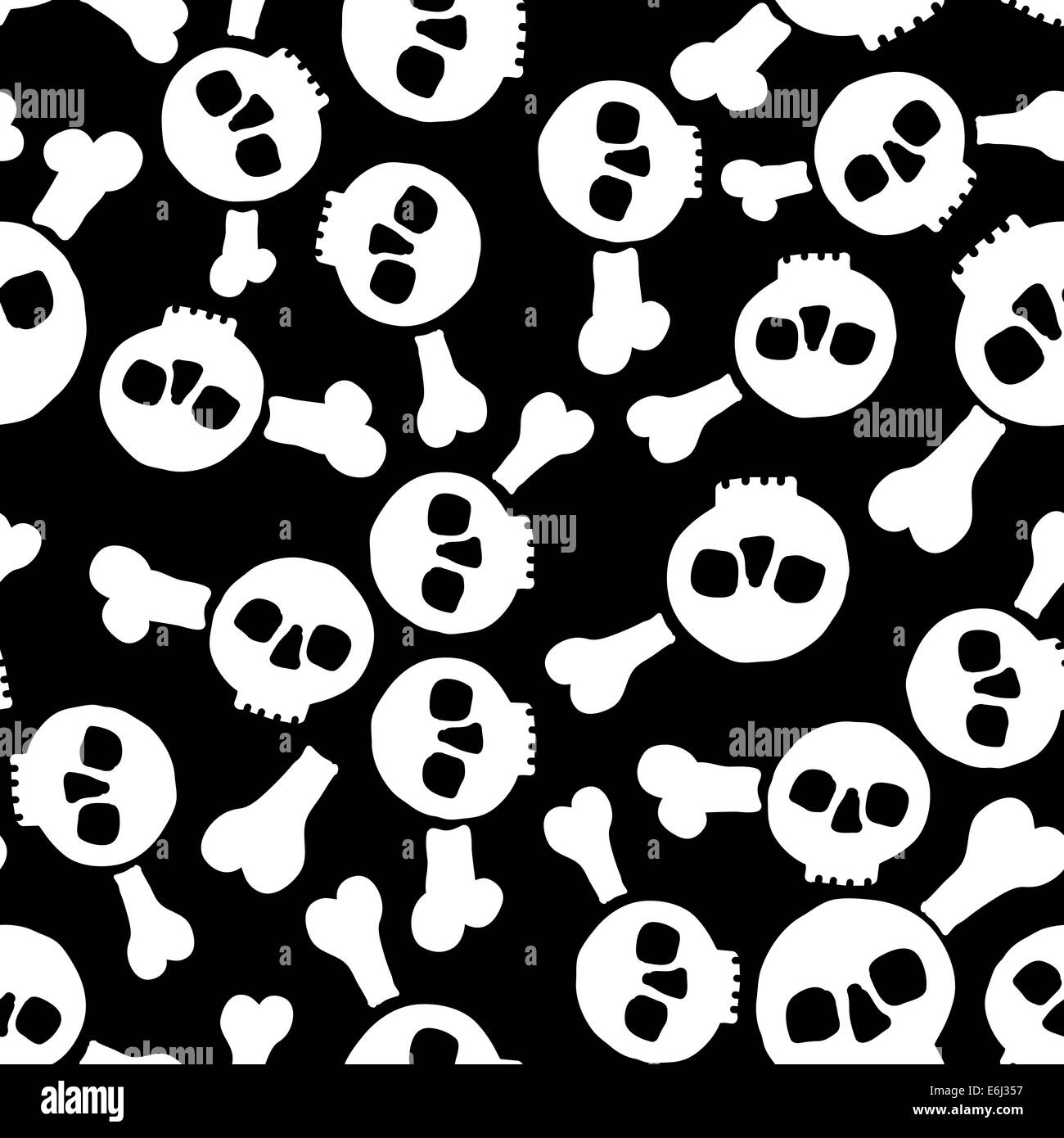 illustration seamless black and white texture with skulls Stock Photo ...