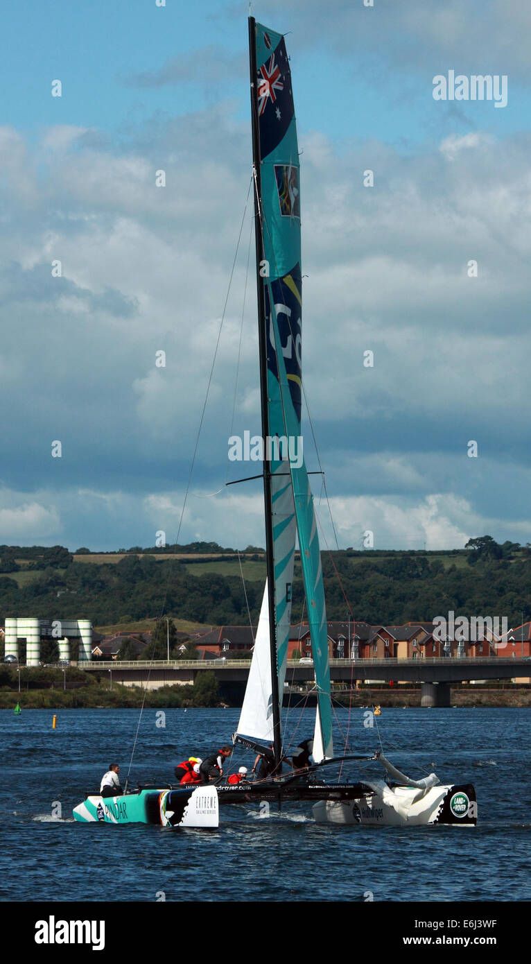 Catamarans taking part in Extreme sailing event in Cardiff Bay, 23rd