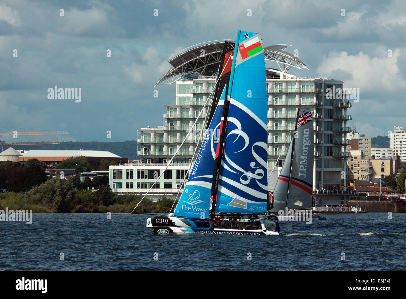 Catamarans taking part in Extreme sailing event in Cardiff Bay, 23rd