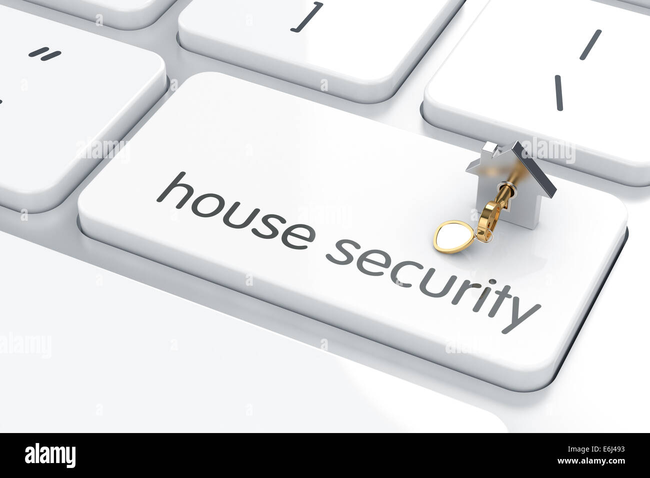 Enter button with home and key on computer keyboard background. Security concept Stock Photo