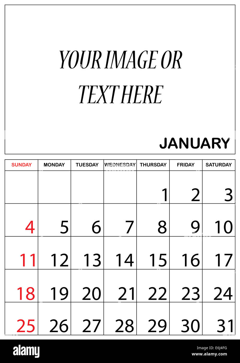 An Illustration of a Simple 2015 year calendar Stock Photo