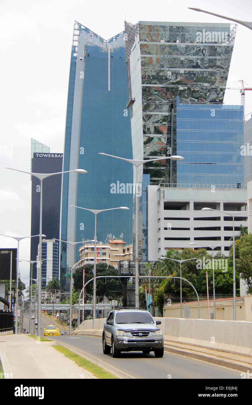 Panama City's financial district buildings. Bank and business offices with modern architecture. Stock Photo