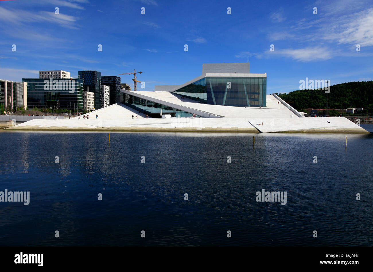 The new Oslo Opera House opened in 2008 and it is the largest Norwegian culture project. The building is modeled on a drifting iceberg. It is 110 m wide, 207 m long. Photo: Klaus Nowottnick Date: June 3, 2014 Stock Photo