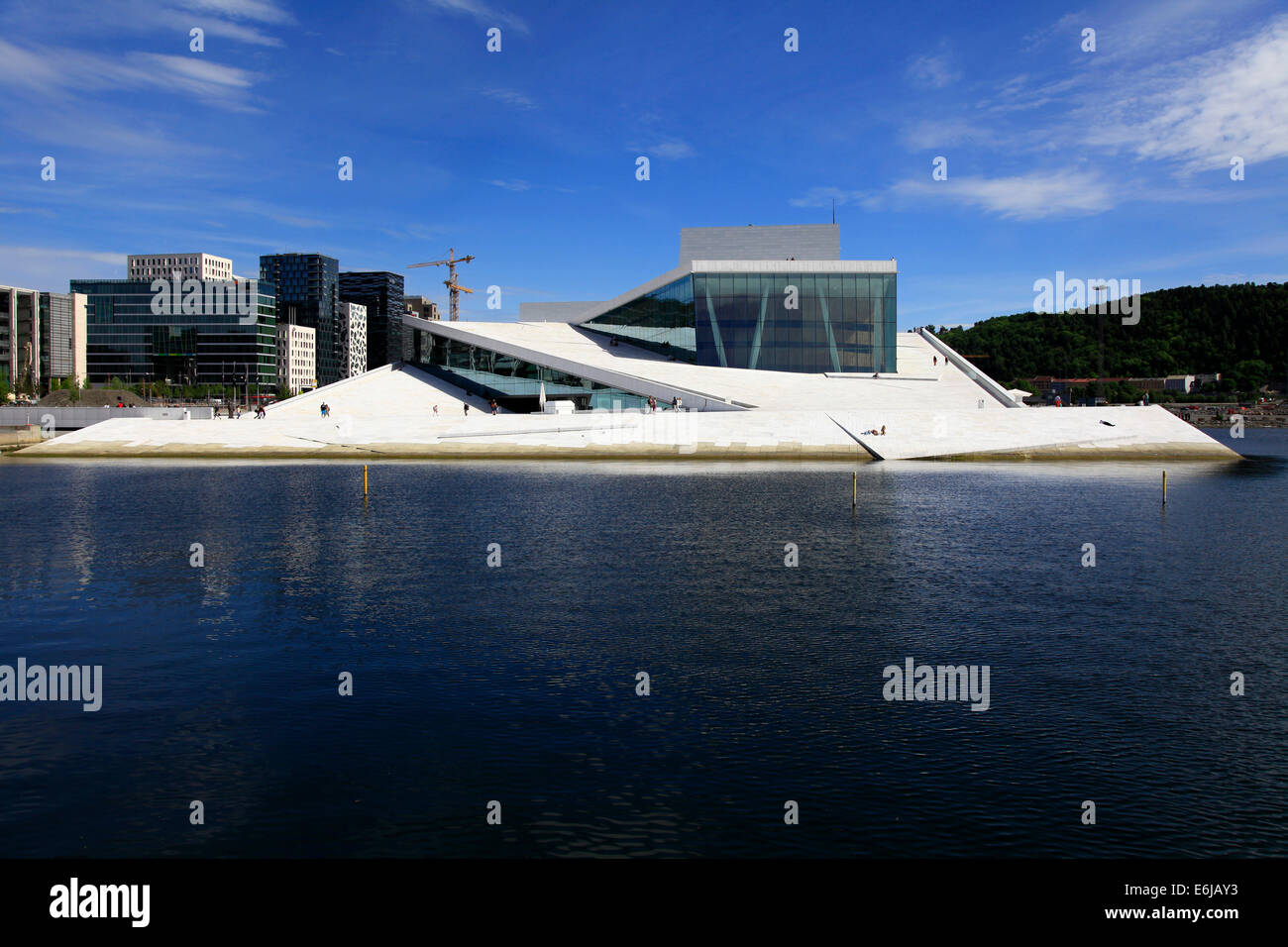 The new Oslo Opera House opened in 2008 and it is the largest Norwegian culture project. The building is modeled on a drifting iceberg. It is 110 m wide, 207 m long. Photo: Klaus Nowottnick Date: June 3, 2014 Stock Photo