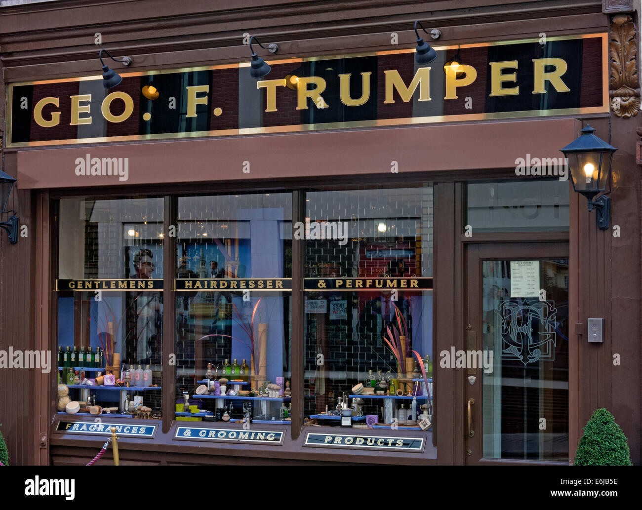 Geo. F. Trumper Gentleman's barbers and perfumers shop, Duke of York St, Mayfair, London, England UK Stock Photo