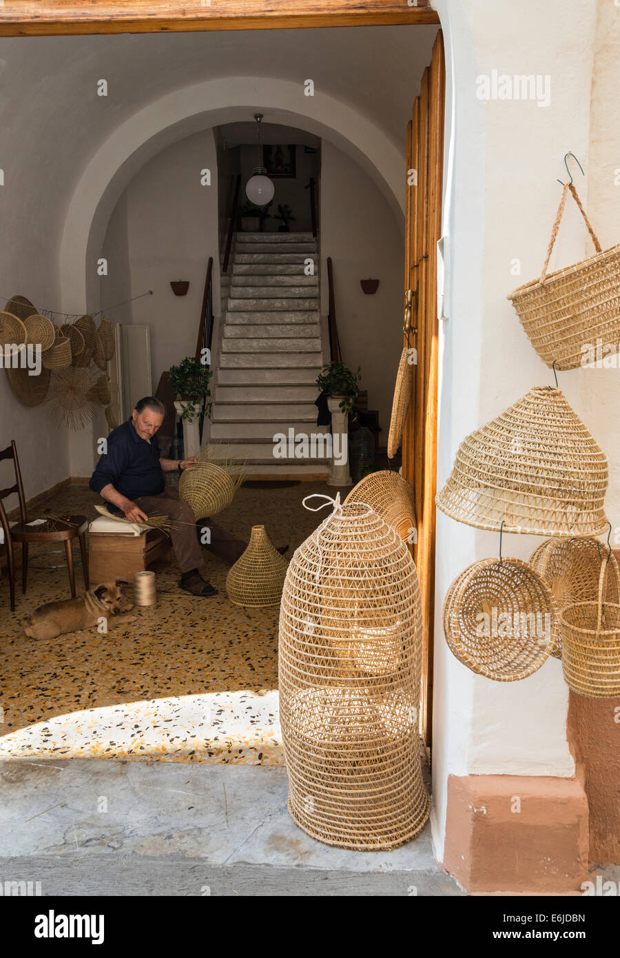 Fishing traps known as 'Nasse' and baskets being made in Gallipoli old town, Puglia, Italy. Stock Photo