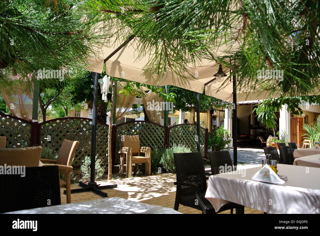Restaurant, Golden Beach, Thassos, Greece Stock Photo Alamy